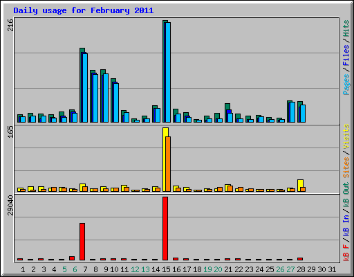 Daily usage for February 2011