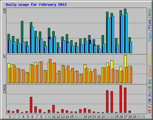 Daily usage for February 2013