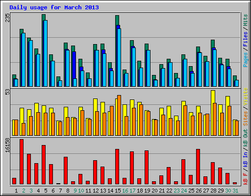 Daily usage for March 2013