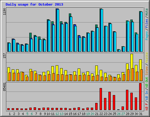 Daily usage for October 2013