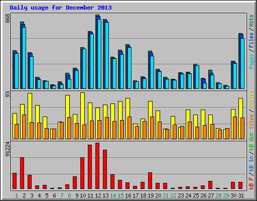 Daily usage for December 2013