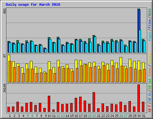 Daily usage for March 2016