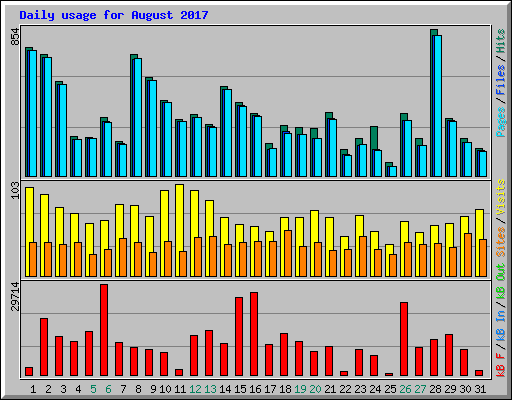 Daily usage for August 2017