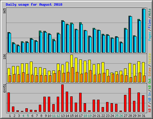 Daily usage for August 2018