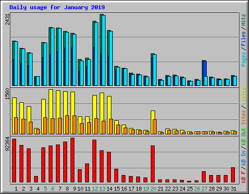 Daily usage for January 2019