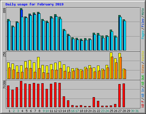 Daily usage for February 2019