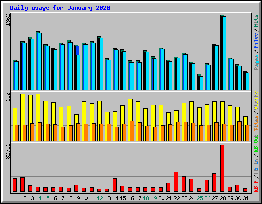 Daily usage for January 2020