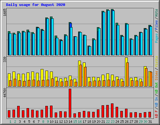Daily usage for August 2020