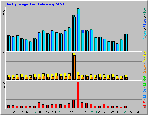 Daily usage for February 2021