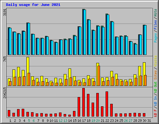 Daily usage for June 2021
