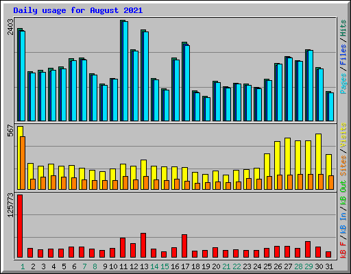 Daily usage for August 2021