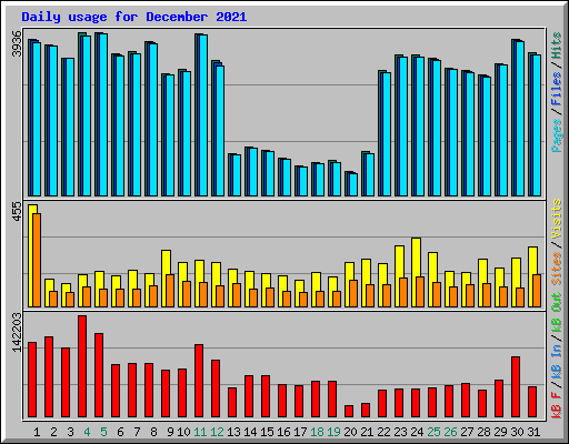 Daily usage for December 2021