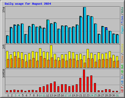 Daily usage for August 2024