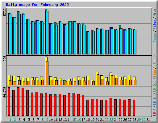 Daily usage for February 2025