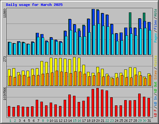 Daily usage for March 2025