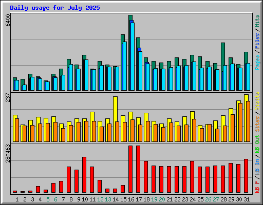Daily usage for July 2025