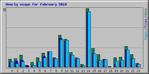 Hourly usage for February 2010