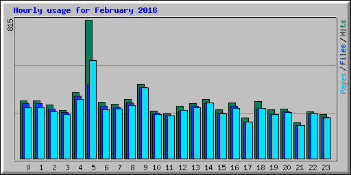 Hourly usage for February 2016