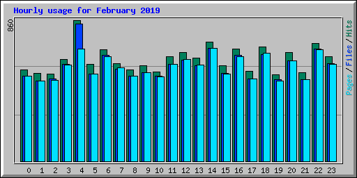 Hourly usage for February 2019